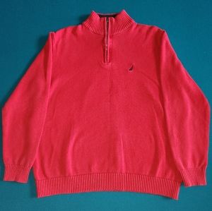 Nautica Men's Knit Sweater, Cotton Quarter-Zip Collar, Vintage Red Size XL USA